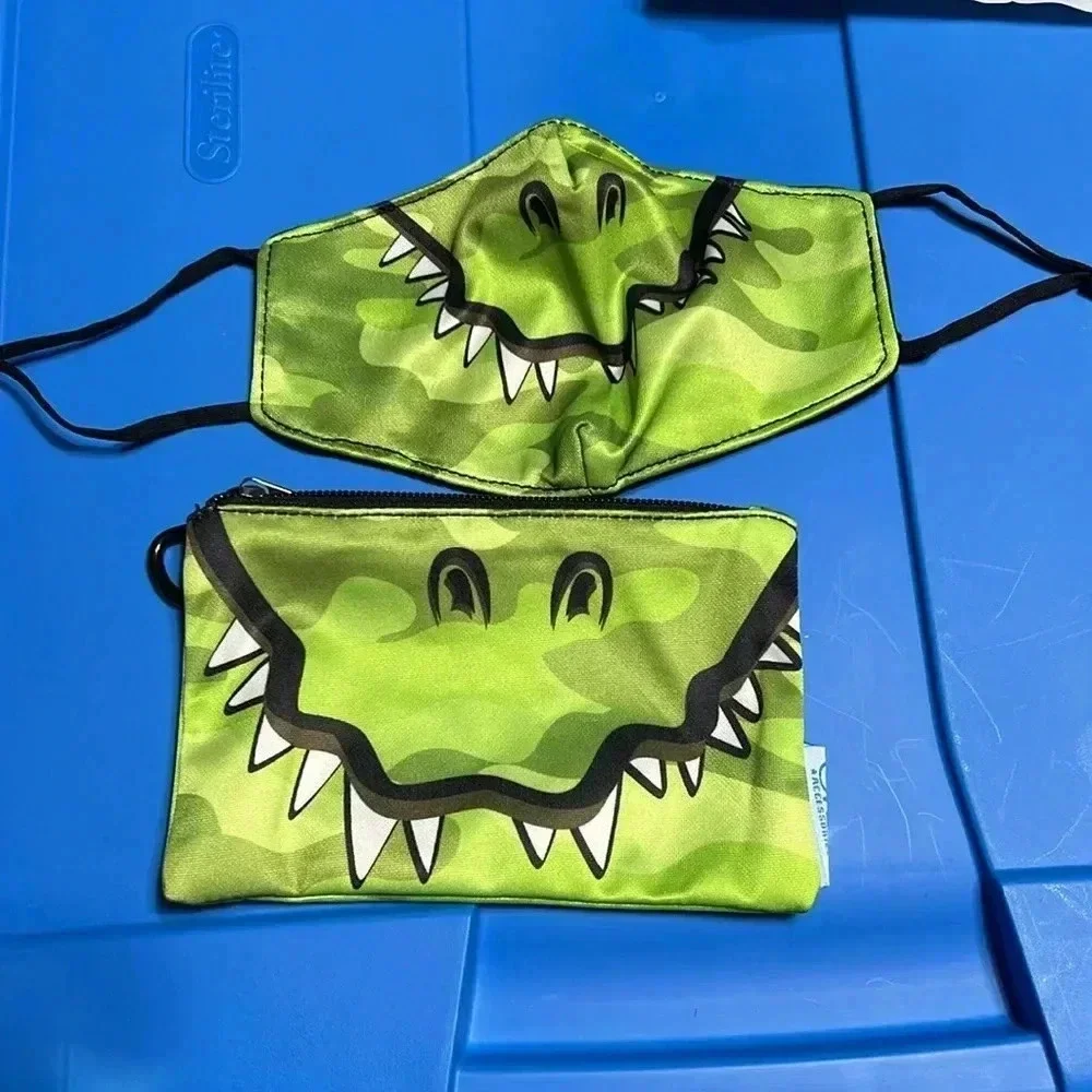 Omg accessories kids dinosaur mouth face mask and‎ pouch